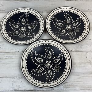 Home Target Black White Paisley Salad Plates 8 3/8" Set Of 3 Stoneware